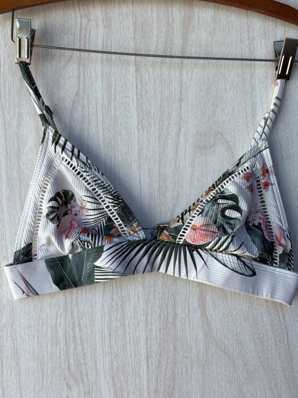 Rip Curl Tropical Floral Bralette in White, Green & Pink